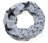 Miobo Leichter breiter Stern Loopschal Snood Schlauchschal Rundschal in vielen schönen Farben (One Size, Weiss)