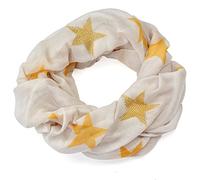 Miobo leichter breiter Stern Loopschal Snood Schlauchschal Rundschal in vielen schönen Farben (One size, Strass-Weiss)