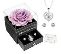 Miofula Ewige Rose Geschenke für Frauen,Rosen mit Herz Halskette und Ohrringe aus 925 Sterlingsilber,Infinity Rose Kette Geschenke für Sie Mama Oma Freundin Geschenk Valentinstag Geburtstag Jahrestag