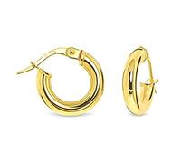 Miore Damen-Creolen 9 Karat - Klassische Ohrringe aus 375 Gelbgold mit purem Glanz - Ohrschmuck 14mm x 3mm, Gold