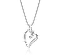 Miore Damen-Halskette mit Herz-Anhänger - Filigrane Kette aus 925 Sterling Silber mit Zirkonia Steinen - Halsschmuck 45 cm lang, Silber