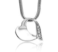 Miore Damen-Halskette mit Herz-Anhänger - Wunderschöne Kette aus 925 Sterling Silber mit Zirkonia Steinen - Halsschmuck 45 cm lang, Silber