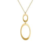 MIORE Halskette Damen, 18 Karat vergoldetes 925 Sterlingsilber, runder Doppel-Oval-Anhänger, Karabinerverschluss, Made in Italy, Ankerkette, 40-44 cm, Schmuck Damen, geliefert in Schmuckbox