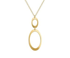 MIORE Halskette Damen, 18 Karat vergoldetes 925 Sterlingsilber, runder Doppel-Oval-Anhänger, Karabinerverschluss, Made in Italy, Ankerkette, 40-44 cm, Schmuck Damen, geliefert in Schmuckbox