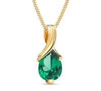 MIORE Halskette Damen, 9 Karat 375 Gelbgold und 18K vergoldetes 925 Silber, Smaragd/Rubin/Topas/Saphir/Aquamarin Tropfen-Anhänger, Made in Italy, Panzerkette 45cm, Schmuck Damen, mit Schmuckbox