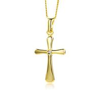 Miore Kette - Halskette Damen Kette mit Kreuz Gelbgold 9 Karat / 375 Gold Diamant Brilliant 45 cm