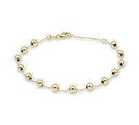 MIORE Kugel Armband für Damen aus 9k 375 Gelbgold Hochglanz 14 Kugln (4 x 4 mm) Ankerkette mit Federringverschluss 18.5 cm lang