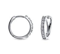 Miore Ohrringe Damen 0.10 Ct Diamant Creolen aus Weißgold 18 Karat / 750 Gold, Ohrschmuck mit 16 Diamant Brillianten Ø 12 mm