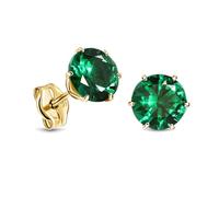 MIORE Ohrringe Gold - 9 Karat (375) Gelbgold - Ohrstecker Gold mit Edelstein Smaragd in Krappenfassung, Goldene Ohrringe Damen, Hypoallergen, Schmuck Damen, Goldschmuck- in hochwertiger Schmuckbox