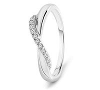 MIORE Ring Damen 0.08 Ct Diamant Unendlichkeit Infinity Ring aus Weißgold 9 Karat / 375 Gold, Schmuck mit Diamanten Brillanten