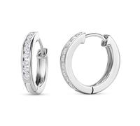 MIORE Schmuck Damen, Creolen Silber 925, Ohrringe Silber mit Zirkonia Steinen, echt Silber Creolen, hoops ohrringe 16 mm, Silberschmuck Damen 925