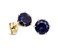 MIORE Schmuck Damen, Gelbgold 9 Karat 375, Goldene Ohrringe Damen, Ohrstecker Gold mit Saphir in Krappenfassung, Edelstein Hypoallergene Ohrringe Handgefertigt, Goldschmuck in hochwertiger Schmuckbox