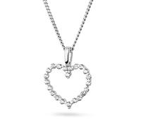 MIORE Schmuck Damen Kettenanhänger Herz aus 22 Zirkonia Steinchen aus Weißgold 9 Karat/ 375 Gold mit einer dazu kostenlosen Sterling Silber Kette