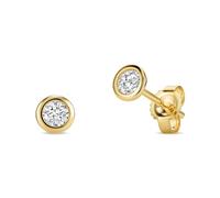 MIORE Schmuck Damen, Ohrringe Gold 375 9kt, Ohrstecker Gold mit Diamant 0.25 Ct in Zargenfassung, Echt Gold Damenohrringe, Ohrringe Männer/Ohrringe Damen, Damenschmuck Handgemacht