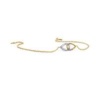 Miore Schmuck für Damen Armband mit Diamant Anhänger zwei bicolor Tropfen in Gelbgold und Weißgold und 4 Diamanten Brillanten 0,02 Ct ArmKette aus Gelbgold 9 Karat 375 Gold, Länge 16-18 cm verstellbar