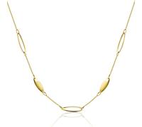 MIORE Schmuck für Damen Collier mit ovalen Dekorationen klassische Anker Kette aus Gelbgold 9 Karat 375 Gold, Länge 40-42 cm verstellbar