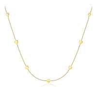 Miore Schmuck für Damen Herzen Collier Halskette mit kleinen Herzchen klassische Anker Kette aus Gelbgold 9 Karat 375 Gold, Länge 40-42 cm verstellbar