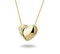 Miore Schmuck für Damen, Kette mit Herzanhänger und 4 glänzenden Diamanten, 0,02 Karat, Halskette aus Weißgold/Gelbgold 18 Karat / 750 Gold, Gold, Diamant