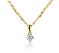 MIORE Schmuck, HalsKette Damen, vergoldete Kette Silber 925, Kettenanhänger Gold 375 9kt mit Diamant 0.25 Ct, Echt Gold Anhänger, Gliederkette Silber, Silberkette, Damen Schmuck Handgemacht