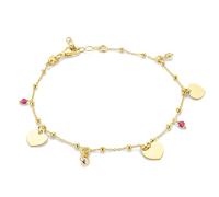 MIORE Schmuck Handgefertigt in Italien, Armband Damen Silber 925, Armband Vergoldet 18K Gold mit Charms Anhänger, Bettelarmband Herz, Charm Armband Silber mit Herz Anhänger
