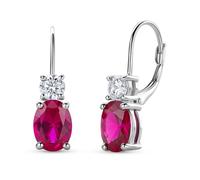 MIORE Schmuck, Ohrhänger Damen, Ohrringe Silber 925, Damenohrringe mit Rubin und Zirkonia, Ohrringe rot, Creolen Silber 925, Ohrschmuck