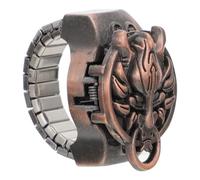 Mipcase Retro Fingeruhr mit Offenem Deckel, Drachenkopf, Quarz, Verstellbar | Zinklegierung, Braun, Kreative Klappringuhr für Menschen, Geschenk zum Geburtstag
