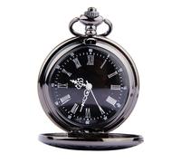 Mipcase Runde Taschenuhr Im Klassischen Retro-Stil Mit Römischen Ziffern Dual-Display Uhr Für Herren Steampunk-taschenuhr Mit Schwarzer Dünner Kette