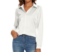 Miqieer Women's Silk Blouse Long Sleeve Lady Shirt Casual Office Work Blouse Shirt Tops