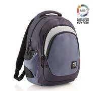 MIQUELRIUS Berlin Rucksack 42x31x6cm 30L - Nachhaltiger Laptop-Rucksack aus 100% recyceltem Polyester mit USB-Anschluss, 5 Fächern, wasserabweisend - Blau/Grau/Schwarz