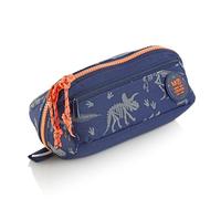 Miquelrius - Federmäppchen für die Schule, quadratisch, aus recycelten Flaschen, Reißverschluss, organisieren Sie Ihre Schulsachen für die Schule. Dino World, blau, Quadratisches Federmäppchen