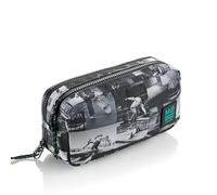 Miquelrius Federmäppchen mit Zwei Fächern, rechteckig, Reißverschlüsse aus Kunststoff, robuste Reißverschlüsse, Metallgriffe, Federmäppchen, 210 x 100 x 70 mm, Skate Park, grau, 200 x 100 x 70 mm,