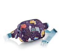 Miquelrius Gürteltasche für Kinder mit einem Fach, Reißverschluss aus robustem Kunststoff, verstellbares Band, Klickverschluss, kleine Gürteltasche, 150 x 120 x 30 mm, Dinosaurier, dunkelviolett, 150