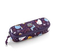 Miquelrius - Ovales Federmäppchen, Fach mit doppeltem Reißverschluss, recyceltes RPET, robust und umweltfreundlich, Größe 205 x 45 x 60 mm, Fun Dino, dunkelviolett, 205 x 45 x 60 mm, Ovales