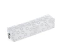 Miquelrius - Ovales Federmäppchen mit Blumen Bestickt, Federmäppchen mit 1 Fach, Größe 200 x 45 x 45 mm, Material Polyester, Reißverschluss, Metallgriff, weiß, 200 x 45 x 45 mm, Weiße Tasche mit