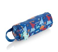 Miquelrius - Schulmäppchen, aus recycelten Flaschen, Reißverschluss, organisieren Sie Ihr Schulmaterial für den Schulbeginn, Dino, blau, Rundes Federmäppchen