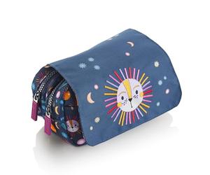 Miquelrius - Schulmäppchen mit Deckel, aus recycelten Flaschen, Reißverschluss, organisieren Sie Ihr Schulmaterial für den Schulbeginn, Mini Löwe, blau, Doppel-Federmäppchen