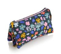 Miquelrius - Schulmäppchen mit DREI Fächern, hergestellt aus recycelten Flaschen, Reißverschluss, organisieren Sie Ihr Schulmaterial für den Schulbeginn, Spring Night, bunt, Federmäppchen mit 3