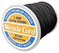 Miracle Cord Nylonschnur, 1,5 mm, vielseitig verwendbar, extra stark, geflochten, für Windspiel-Reparaturen, Schmuckherstellung, Handwerk (Schwarz, 273 m)