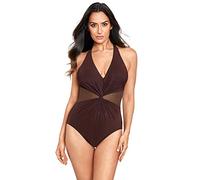 Miraclesuit Damen-Bademode, Illusionist, Wickeloptik, Halfter mit weichen Körbchen, einteiliger Badeanzug, Sumatra Braun, 44