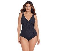Miraclesuit Damen Bademode Übergröße Pin Point Oceanus Soft Cup Bauchkontrolle Einteiler Badeanzug, Schwarz/Weiß, 116 Mehr