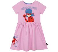 Miraculous Kleid Mädchen, pinkes Sommerkleid Mädchen Mit Ladybug Glitzermotiv Für Kinder, Rosa 116
