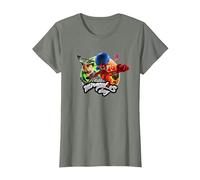 Miraculous Ladybug Cat Noir Miraculous Day 2024 Kwamis T-Shirt, Damen, Heidekraut/Armeegrün, XL