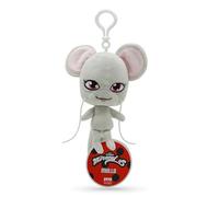 Miraculous Ladybug Kwami 12,7 cm lebensgroßer Rucksack-Schlüsselanhänger - Mullo die Maus Clip-On-Spielzeug - tragbares Marienkäfer- und Katzennoir-Zubehör, Schlüsselanhänger aus Plüsch - Geschenk für