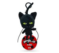 Miraculous Ladybug - Kwami Lebensgröße Plagg, Plüsch-Katzen-Plüschspielzeug zum Anstecken, super weiches Sammlerstück mit Glitzeraugen und farblich passendem Rucksack-Schlüsselanhänger (Wyncor)
