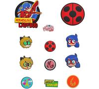 Miraculous Ladybug - Pop n' Swop 12 sortierte Ladybug und Cat Noir Abzeichen, reguläre und XXL Clip-on-Abzeichen, kompatibel mit Pop n' Swop Geldbörsen, Schultertasche und Rucksäcken (Wyncor),