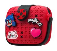 Miraculous Ladybug - Pop n' Swop Ladybug Handtasche für kinder, mit 4 Clip-on Badges, Griff und Reißverschluss, leichte, langlebige wasserdichte Handtasche (Wyncor) (Rouge - Ladybug)