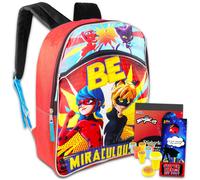 Miraculous Ladybug School Supplies Bundle - 16 Miraculous Ladybug Backpack for Girls and Boys with Miraculous Ladybug Stickers (Miraculous Ladybug Sch