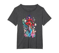 Miraculous Ladybug Summer Aqua You Can Do It T-Shirt, Damen Große Größen, Anthrazit Meliert, 2X