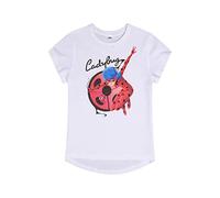 Miraculous Ladybug T-Shirt Mädchen Kurzarm, 100% Baumwolle Kinder Shirt Rot, Offizieller Lizenzartikel Marinette Design für Kleine Heldinnen, Bequeme Freizeitkleidung Sommer, Gr. 110-116