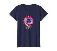 Miraculous Ladybug The Movie LB Badge Title T-Shirt, Damen, Marineblau, XXL